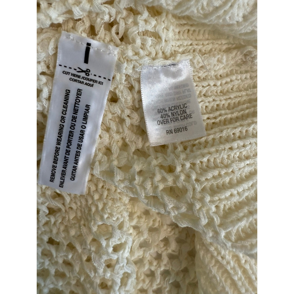 Relativity Open Knit Sweater XL Cream Pearl White Crochet Pullover Tunic Top - Picture 5 of 5